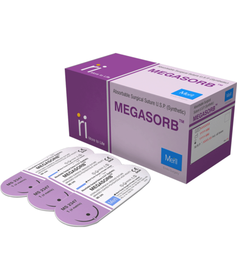 Chỉ phẫu thuật tự tiêu tổng hợp đa sợi Meril Megasorb Polyglycolic Acid Suture image 0